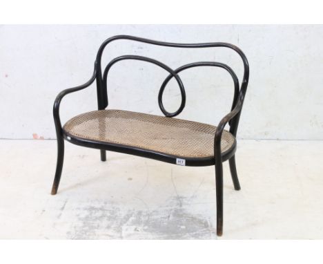 Thonet, Early 20th century Bentwood Child's Bench with bergere seat, 81cm long x 69cm high