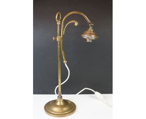 Edwardian Brass Adjustable Desk / Reading Lamp 