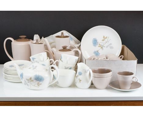 Wedgwood ' Ice Rose ' Tea Ware comprising Teapot, Milk, Sugar, 6 Tea Cups and Saucers, 6 Tea Plates together with Poole Potte