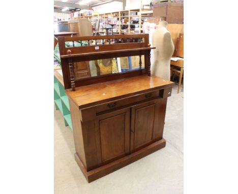 Victorian Mahogany Chiffonier, the mirrored back with a shelf, the lower section with a drawer and two cupboard doors, 103cm 