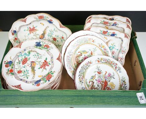 Early 20th century Booths part Dessert Service decorated with Peacocks amongst foliage comprising  4 Serving Dishes and 9 Pla