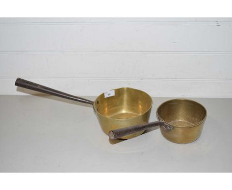 Two vintage brass saucepans