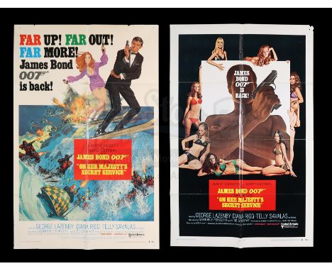 Two first release US One-Sheets, Styles A and B for the 1969 Bond extravaganza "On Her Majesty's Secret Service" (1969) which