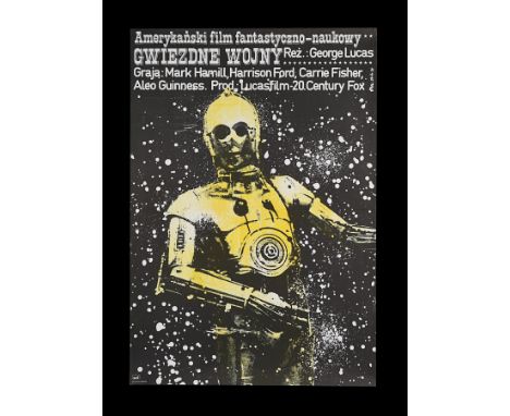 From the first Polish release in 1979 of "Star Wars - A New Hope", this uncommon poster with artwork of C-3PO by Jakub Erol h