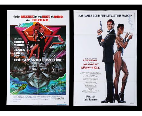 Two US One-Sheet James Bond film posters from the Roger Moore era. The"Spy Who Loved Me" (1977) features Bob Peak artwork and