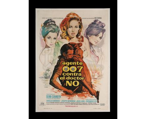 First release, 1963 Spanish One-Sheet film poster for "Dr. No" (Agent 007 contra el Dr. No) the first film to feature Sean Co