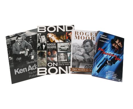 A collection of four First Edition James Bond themed books including a First Printing of Roger Moore's autobiography "My Word