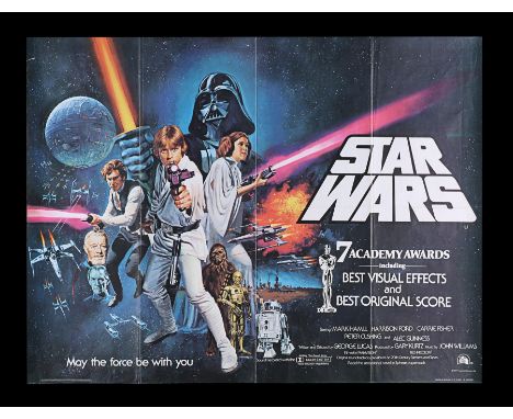 A 1977 original year of release "Star Wars: Episode IV - A New Hope" Style C UK Quad featuring Tom Chantrell's artwork. This 