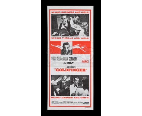 This Australian Daybill from the 1970's re-release of "Goldfinger" (1964) eschews the more traditional stone-litho print desi