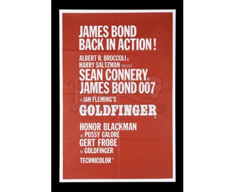 UK Double Crown poster for "Goldfinger" (1964), this being for a later 1960's re-release of the film. In keeping with many su