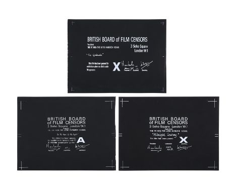 An impressive group of three BBFC (British Board Film Classification) Certificates for the Academy-Award® winning films "The 