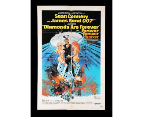 US One-Sheet "Domestic" poster for the penultimate Sean Connery James Bond film "Diamonds Are Forever" (1971). The poster des