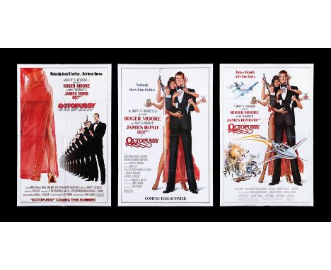 Group of three US One-Sheet posters for the James Bond film "Octopussy" (1983) comprising Style A and B Advance and Regular d