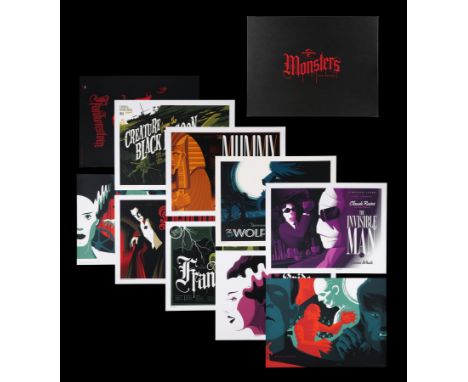 Tom Whalen "Universal Monsters" Limited Edition Portfolio #184/230 by Dark Hall Mansions in 2013. Whalen has crafted an extra
