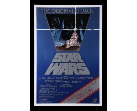 "Star Wars is Back!". For the 1982 re-release for "Star Wars: Episode IV - A New Hope" the distinctive "Star Wars" - 'Space C