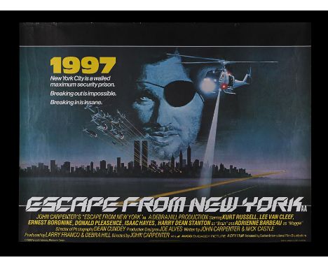 "1997, New York City is now a maximum security prison, Breaking out is impossible, Breaking in is insane". 1980s movie poster