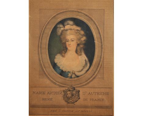 19th Century French School. Portrait of Marie Antoinette, Engraving, 15" x 10.5", together with another print, two (2).
