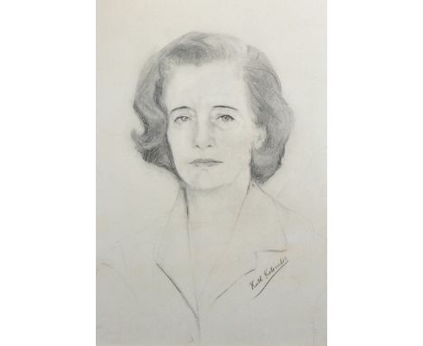 Kath Katsoulis (20th Century) European. Portrait of a Lady, Signed, Pencil, 18" x 12.5", and another by the same hand, portra