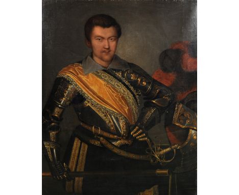 Attributed to Carlo Ceresa (1609-1679) Italian. Portrait of a Milanese Nobleman in Armour, Oil on Canvas, 44" x 34.5". Notes;
