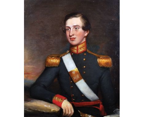 William Carpenter (1818-1899) British. Portrait of a Mr Dobbin, in Military Uniform, Oil on Board, Signed with Initials and D