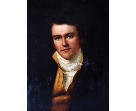 Early 19th Century English School. Portrait of a Man, dressed in a black coat, waistcoat and a white cravat, Oil on Canvas, 2