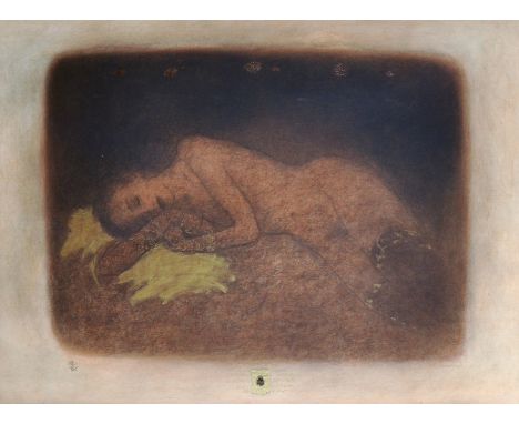 20th Century Continental School. 'A Better Way', study of a Naked Girl Sleeping, Lithograph, Indistinctly Signed and numbered