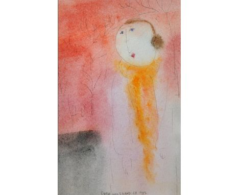 Dora Holzhandler (1928-2015) French/British. A Girl Wearing a Scarf, and Ear Mittens, Watercolour, Signed and Dated 1982, 5.7