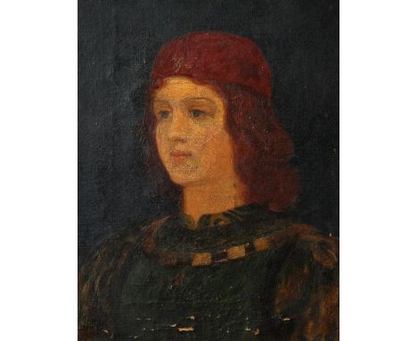 19th Century English School. Portrait of a Young Courtier Boy, Oil on Canvas, 10" x 8".