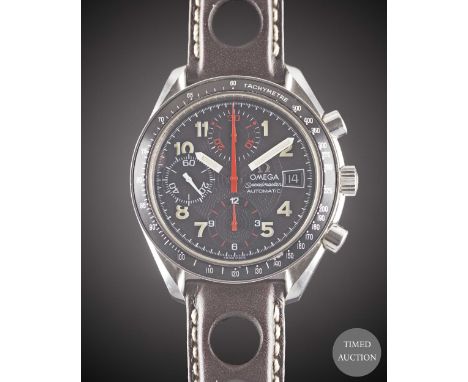 A GENTLEMAN'S STAINLESS STEEL OMEGA SPEEDMASTER AUTOMATIC CHRONOGRAPH WRIST WATCH
CIRCA 1999

Movement:&nbsp;Automatic, signe