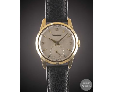 A GENTLEMAN'S 9CT SOLID GOLD JAEGER LECOULTRE WRIST WATCH
CIRCA 1960s
Movement:&nbsp;Manual wind, cal. P469/1C, signed Jaeger