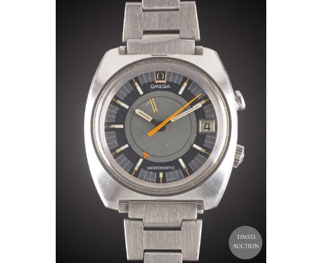 
A GENTLEMAN'S STAINLESS STEEL OMEGA SEAMASTER MEMOMATIC ALARM BRACELET WATCH
CIRCA 1971, REF. 166.072 WITH GREY &amp; BLACK 
