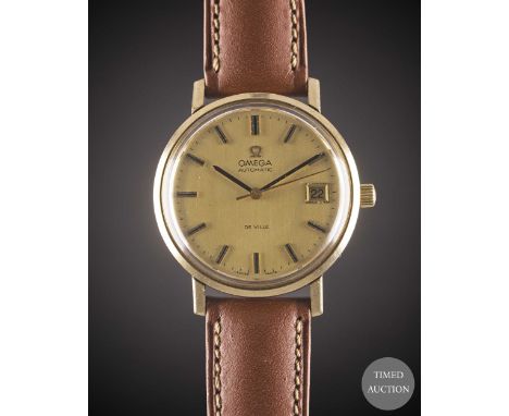 A GENTLEMAN'S 9CT SOLID GOLD&nbsp;OMEGA AUTOMATIC DE VILLE WRIST WATCH
CIRCA 1973, REF. 166.5161

Movement:&nbsp;Automatic, c