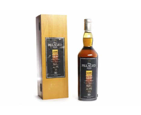 ISLAY PILLAGED 2003 AGED 10 YEARSBlended Malt Scotch Whisky. 70cl, 57.1% volume, in wooden box.  CONDITION REPORT: Box slight