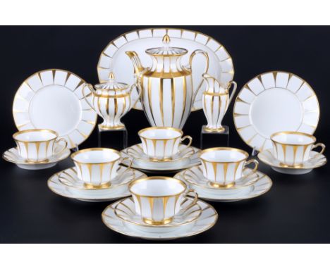 Fürstenberg Grecque Athena Kaffeeservice für 6 Personen, coffee service for 6 pers.,22-teiliges Porzellan, blaue Bodenmarke, 