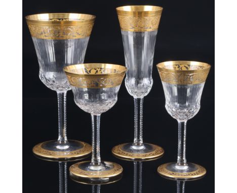 St. Louis Thistle Gold 4 Gläser, glasses,Kristall, Frankreich, Serie Thistle Gold, mit Ätzmarke (ein Glas ohne Markung), 1x C