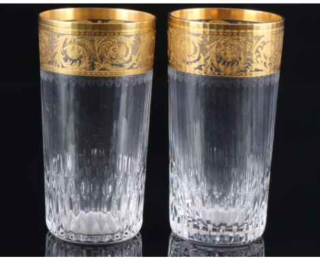 St. Louis Thistle Gold 2 Bechergläser / Wassergläser, highball glasses,Kristall, Frankreich, Serie Thistle Gold, mit Ätzmarke