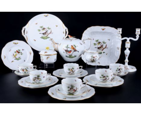 Herend Rothschild Teeservice für 5 Personen, tea service for 5 pers.,24-teiliges Porzellan für 5 Personen mit einer zusätzlic