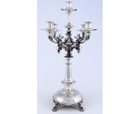 Wilkens 800 Silber großer Kerzenleuchter 19. Jahrhundert, 5-flammig, large silver candlestick 19th century, Silber, gestempel