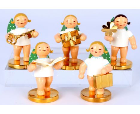 Wendt und Kühn Goldedition 5 Engeln 2014-2018, W&amp;K Gold edition 5 angels 2014-2018,limitierte Edition, H ca. 6 cm, 2014 G