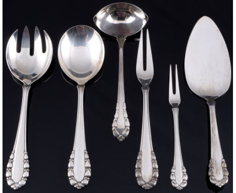 Georg Jensen Maiglöckchen 925 Silber 6-teiliges Vorlegebesteck, sterling silver 6-piece serving cutlery,Silber, gestempelt Ge