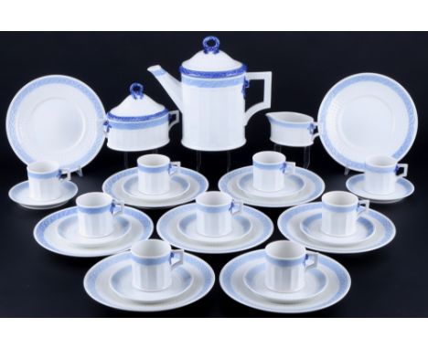 Royal Copenhagen Blauer Fächer Kaffeeservice für 9 Personen, coffee service for 9 pers.,30-teiliges Porzellan, Dänemark, mit 