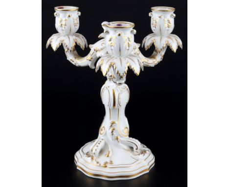 Meissen Kerzenständer 3-flammig 1.Wahl, candlestick 1st choice,Porzellan, blaue Schwertermarke 1.Wahl, Modellnummer 79063, 3-