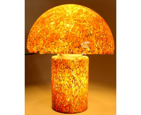 Peill &amp; Putzler Pilz-Tischlampe 1970er Jahre, vintage mushroom table lamp 70s design,Glas mit bernsteinfarbenen und grüne