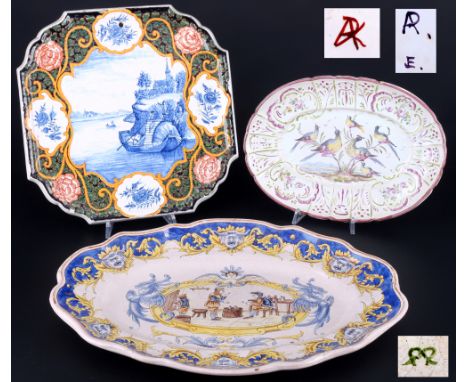 Fayence Niederlande 18. / 19. Jahrhundert - 2 Platten und Wandplatte, dutch ceramic splendor platter and wall plate,Fayence, 