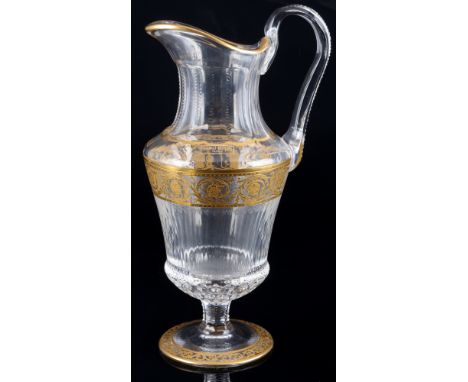 St. Louis Thistle Gold großer Wasserkrug, large water pitcher,Kristall, Frankreich, Serie Thistle Gold, mit Ätzmarke, H 28,5 