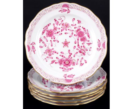 Meissen Indisch Purpur Reich 6 Dessert- / Brotteller 1.Wahl, dessert / bread plates 1st choice,Porzellan, blaue Schwertermark