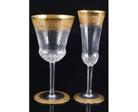 St. Louis Thistle Gold Champagnerflöte und Glas No. 2, champagne flute and glass,Kristall, Frankreich, Serie Thistle Gold, mi