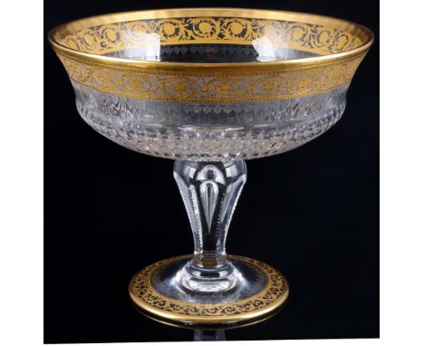 St. Louis Thistle Gold große Tafelaufsatz, large centerpiece,Kristall, Frankreich, Serie Thistle Gold, mit Ätzmarke, H 19 cm 