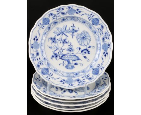 Meissen Zwiebelmuster 6 Dessertteller 1.Wahl, dessert plates 1st choice,Porzellan, blaue Schwertermarke 1. Wahl, Dekor Zwiebe