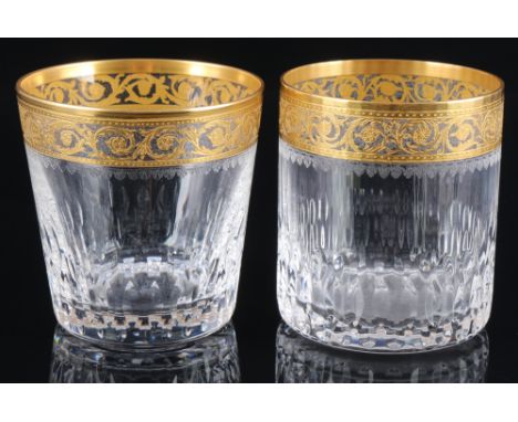 St. Louis Thistle Gold 2 Tumbler, Whiskeygläser, Whiskey glasses,Kristall, Frankreich, Serie Thistle Gold, mit Ätzmarke,1x ol